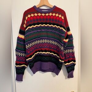 Colorful Patterned Crew Neck Sweater
